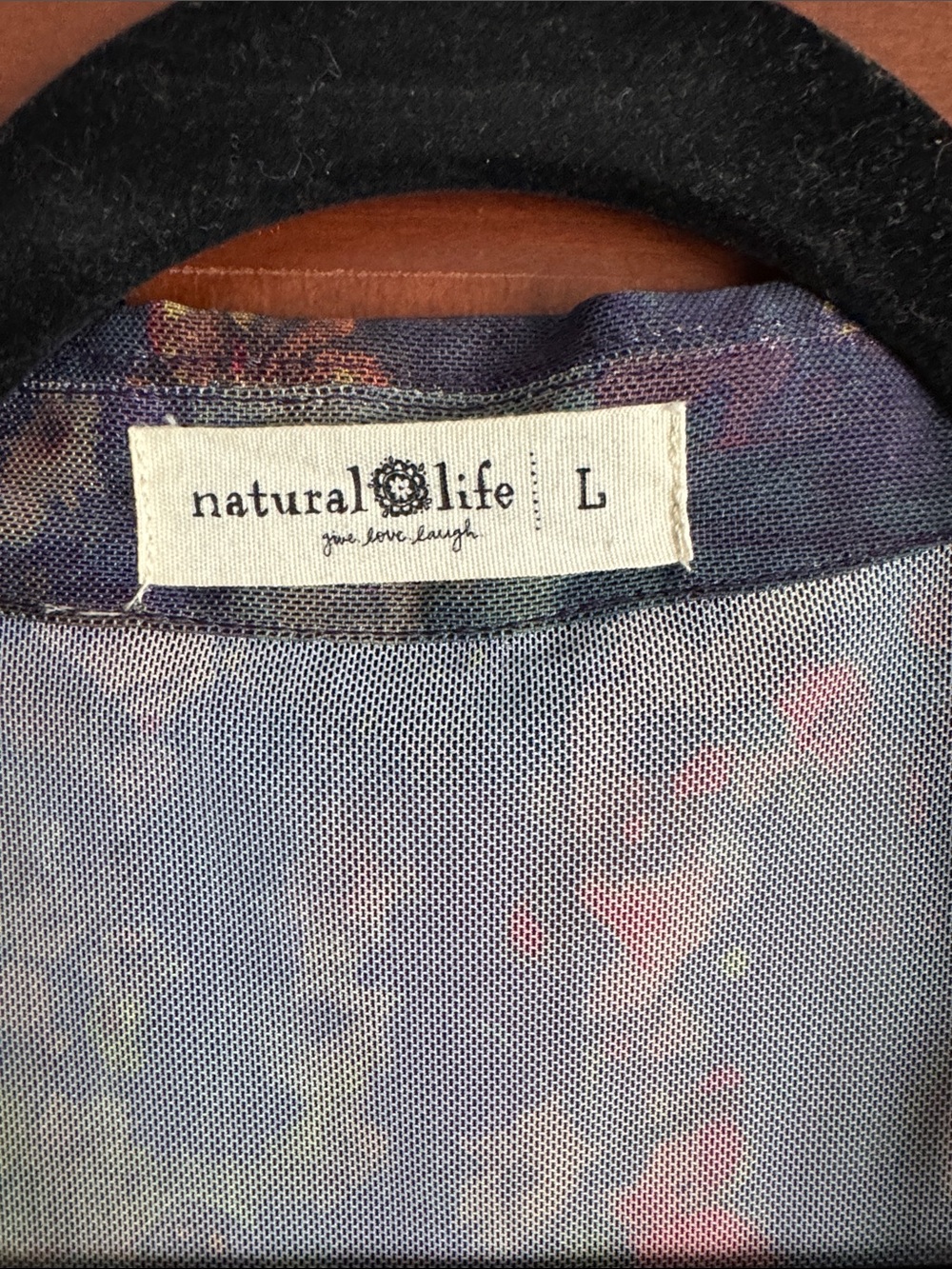 NATURAL LIFE Navy Multi Floral Ruched Sheer Long Sleeve Top - Picture 3 of 4